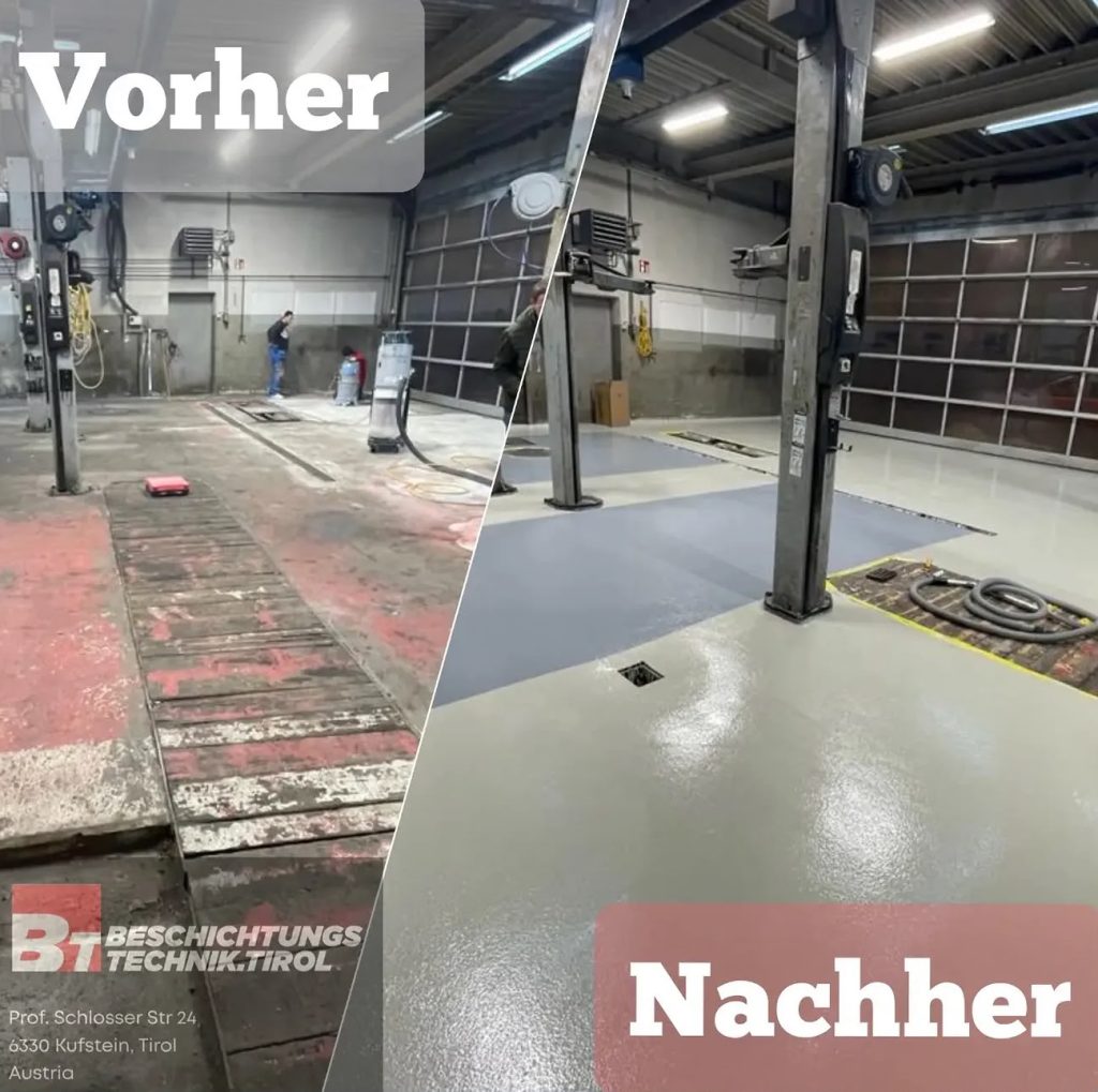 Industrieboden Tirol Vorher-Nachher